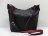 Fekete-piros női bőr táska, válltáska (Genuine)