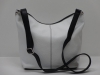 Fehér-fekete női bőr táska, válltáska (Genuine)