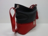 Fekete-piros női bőr táska, válltáska (Genuine)