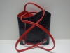 Fekete-piros női bőr táska, válltáska és hátitáska