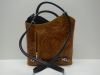 Konyakbarna-fekete női bőr táska, válltáska és hátitáska