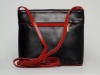 Fekete-piros női bőr táska, válltáska (Vera Pelle)