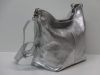 Ezüst női bőr táska, válltáska (Genuine)