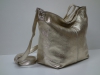 Világosarany női bőr táska, válltáska (Genuine)