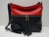 Piros-fekete női bőr táska, válltáska (Genuine)