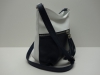 Fehér-sötétkék női bőr táska, válltáska (Genuine)