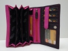 Fekete-pink női bőr pénztárca (Roberto)